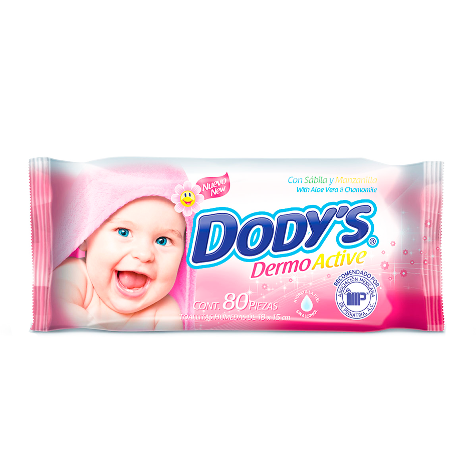 Toallitas Húmedas para Bebé Dody's Dermoactive Rosa 80 Toallitas
